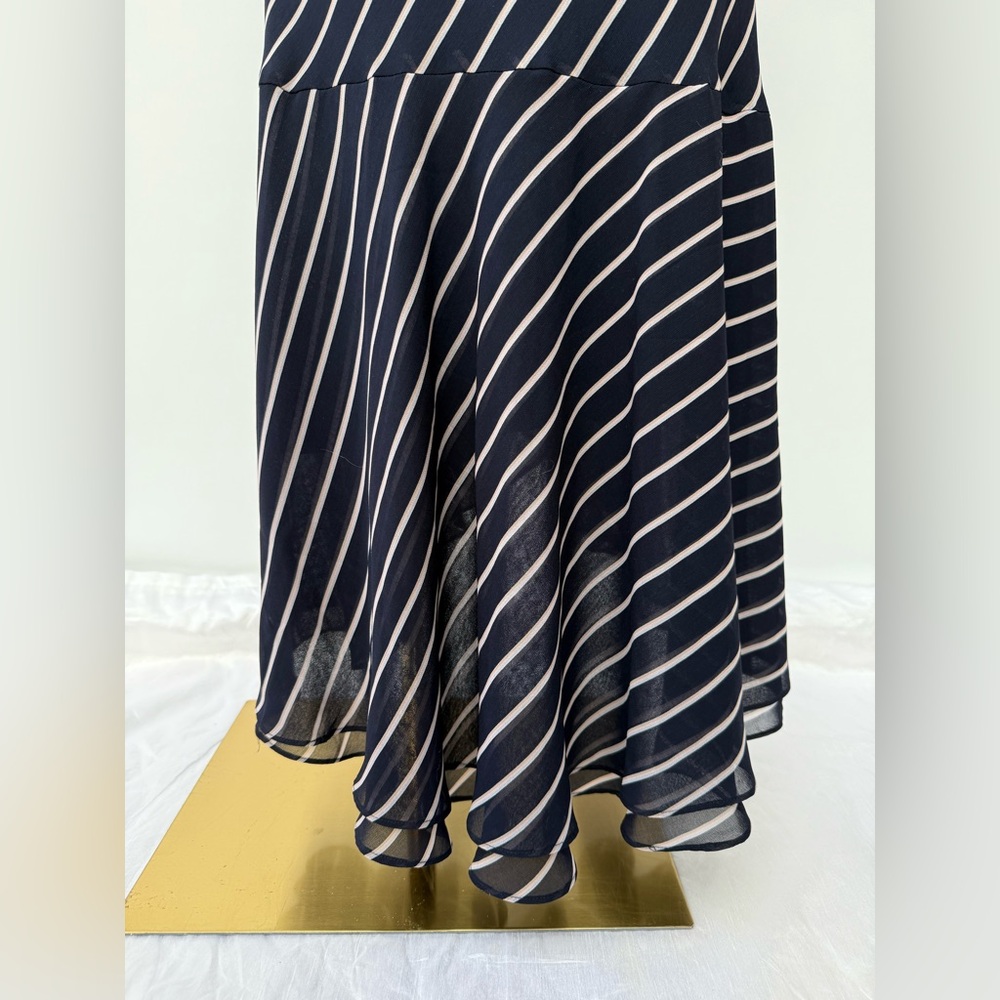 Rachel Roy Collection Striped Midi Wrap Dress Navy White Long Sleeve Sz 2 NWOT - Picture 9 of 14